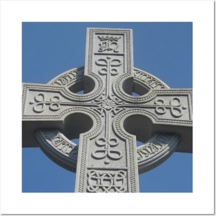 Celtic Cross Tombstone Statue - blue, grey Posters and Art